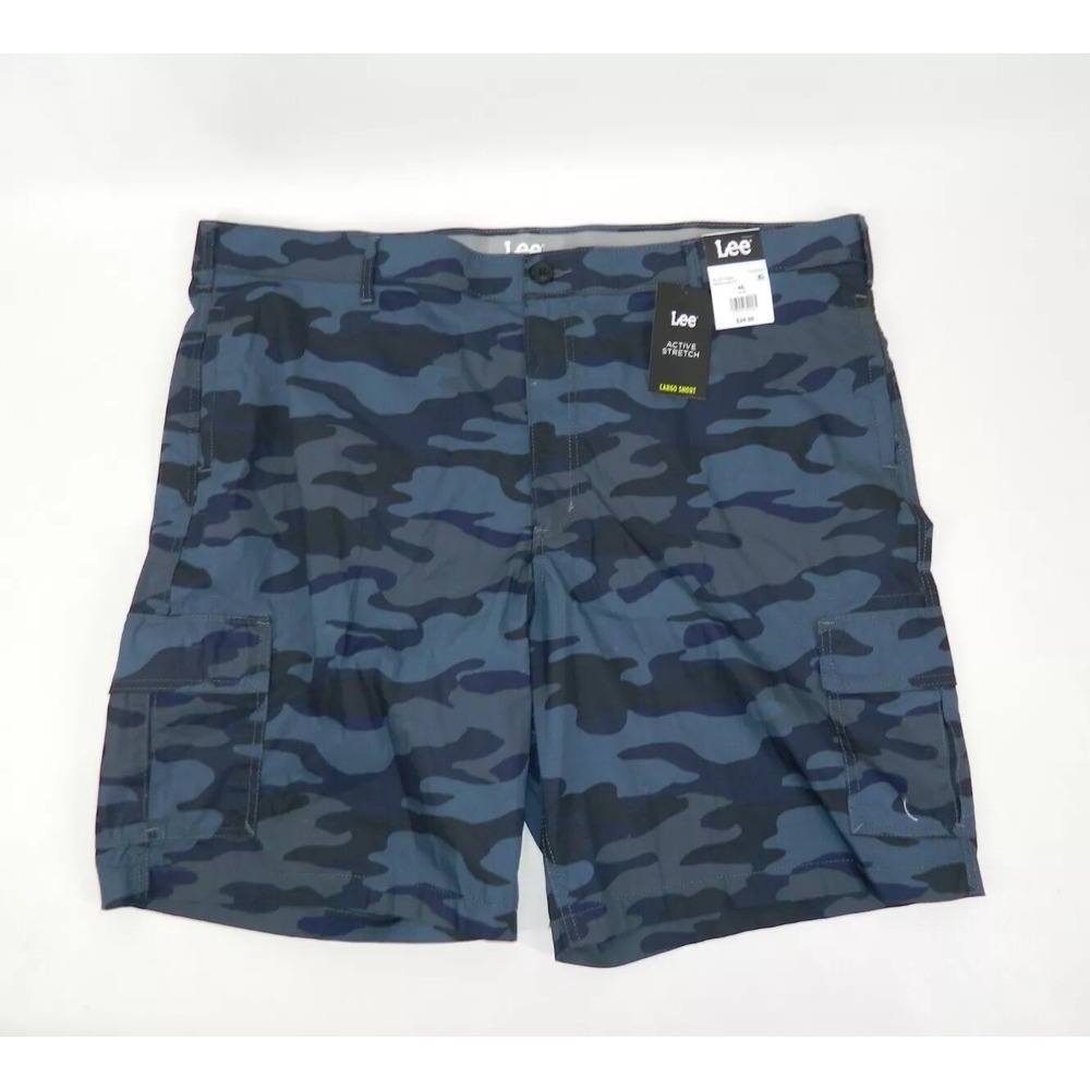 Lee Blue Camo Regular Fit Cargo Shorts Active Stretch Mens Size 46